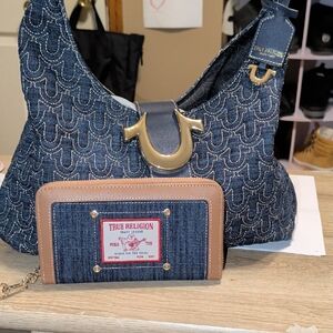 True Religion Denim Hobo Bag with Wallet